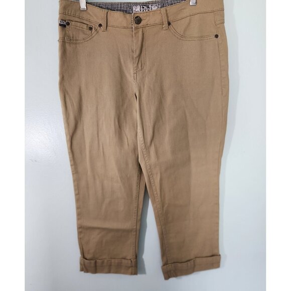 17/21 Exclusive Denim Capri Jeans Cuffed Low Rise Womens Size 10 Beige EUC - Picture 2 of 14